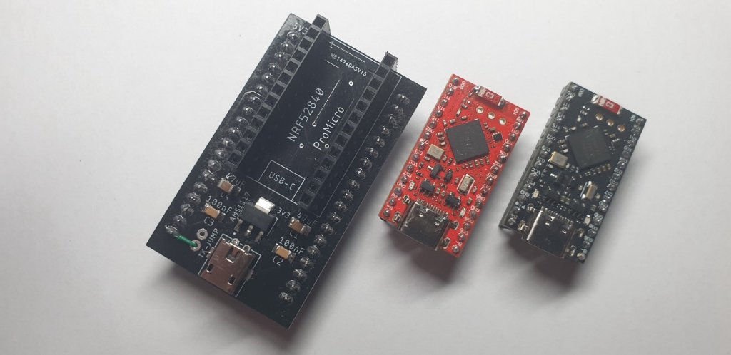 Adapter/konwerter oraz nRF52840 w wersji czarnej i czerwonej