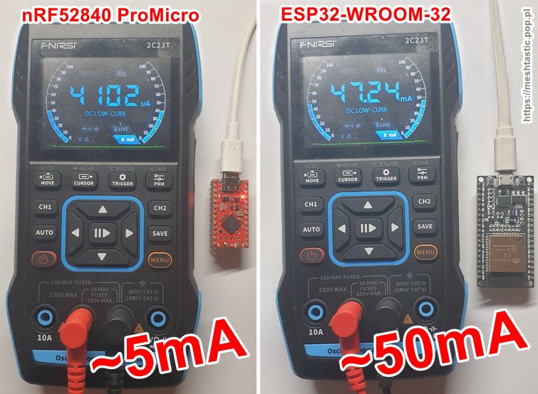 Pobór prądy nRF52840 vs  ESP32-WROOM-32