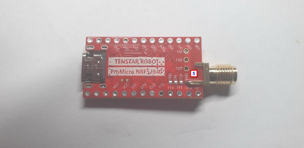 Przylutowanie piny masy SMA do padu masy programatora