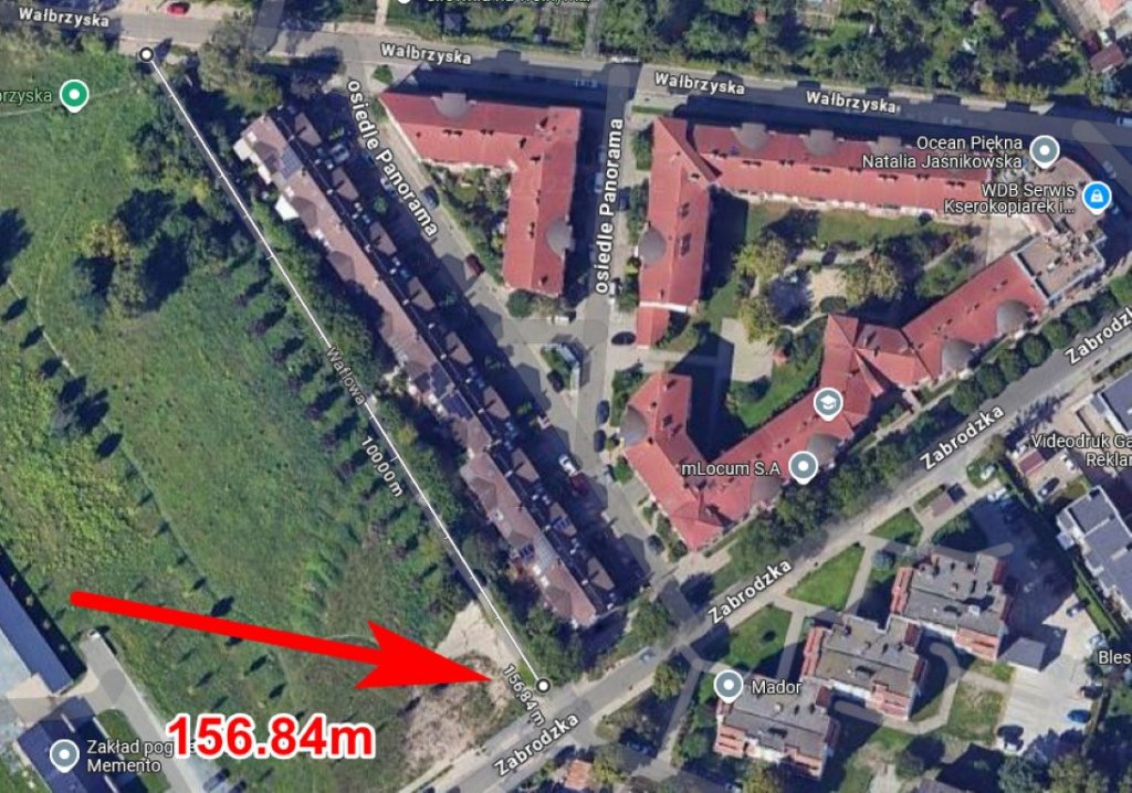 Mapa odcinak pomiarowego 157m