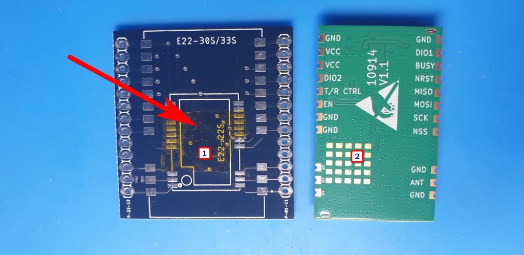 Miejsce przyklejenia taśmy kaptonowej na adapterze E22/HT-RA62